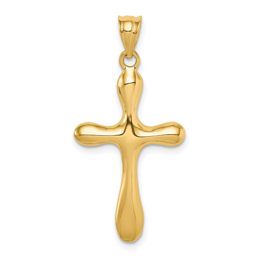 14k Yellow Gold Polished Rounded Edge Cross Pendant