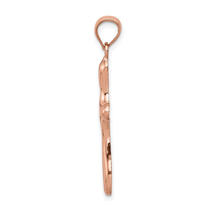 14k Rose Gold Rose Polished Rounded Edge Cross Pendant