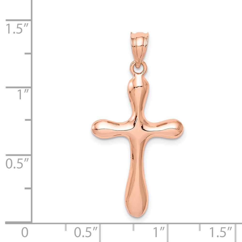 14k Rose Gold Rose Polished Rounded Edge Cross Pendant