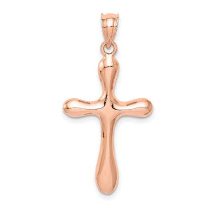 14k Rose Gold Rose Polished Rounded Edge Cross Pendant