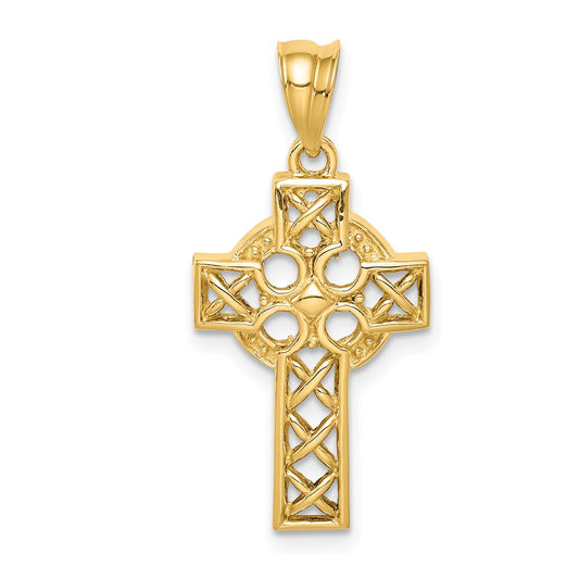 14k Yellow Gold Polished Celtic Cross Pendant