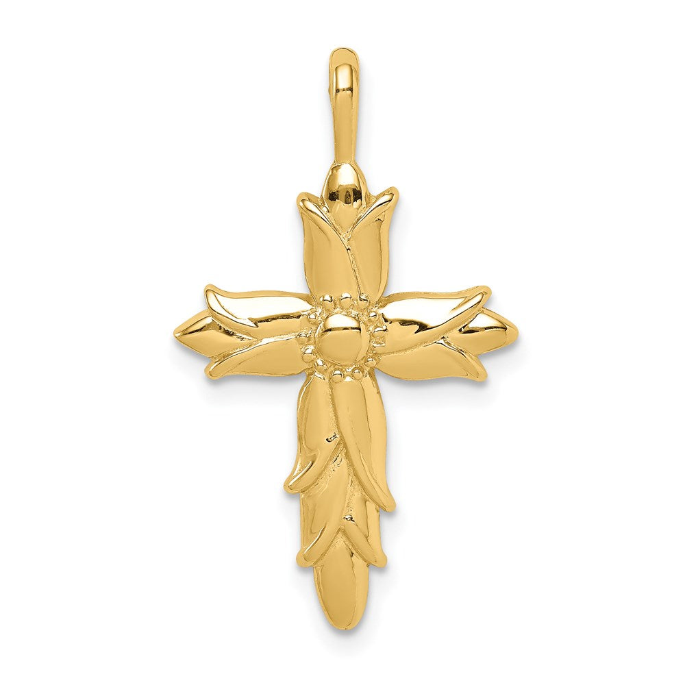 14k Yellow Gold Polished Cross Pendant