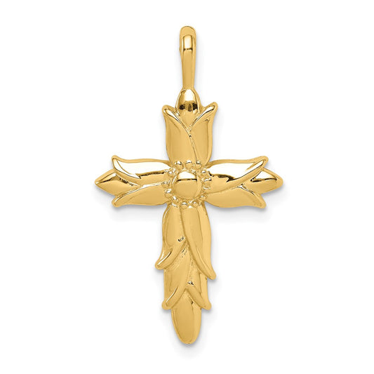 14k Yellow Gold Polished Cross Pendant