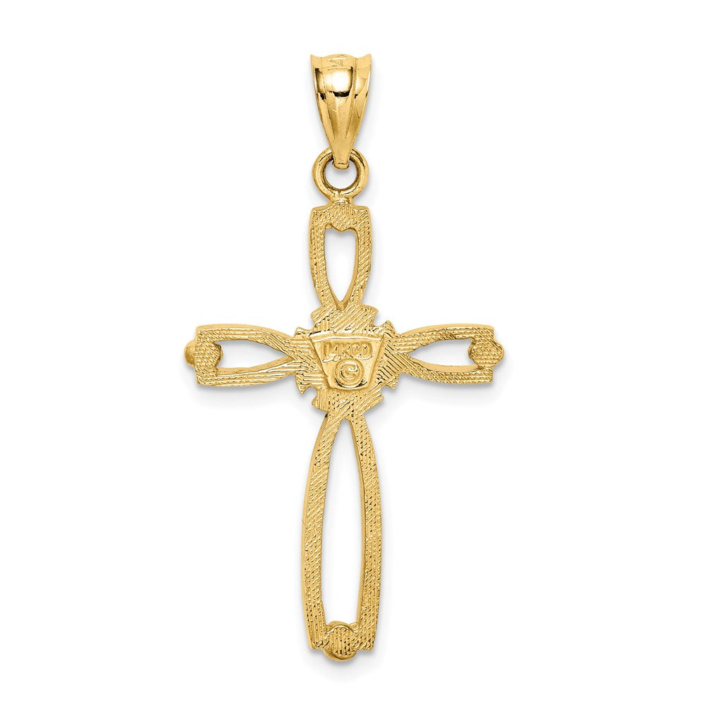 14k Yellow Gold Polished Cross Pendant