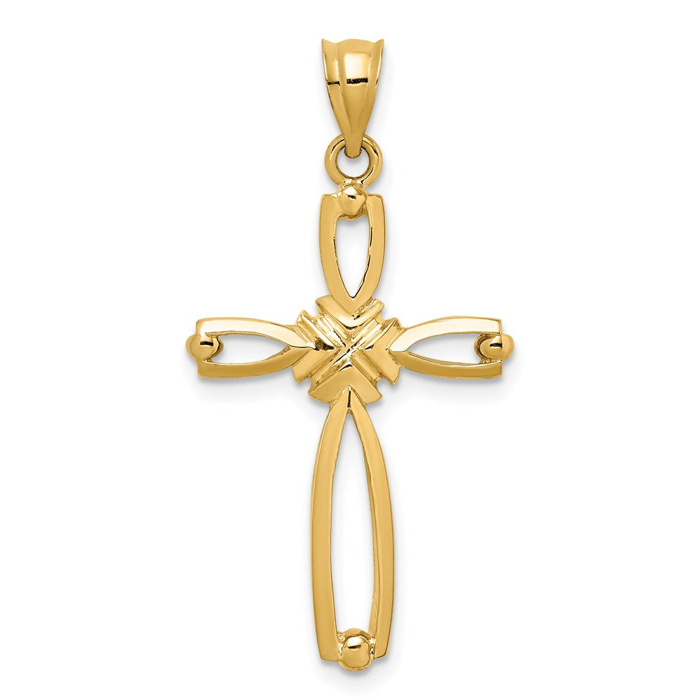 14k Yellow Gold Polished Cross Pendant