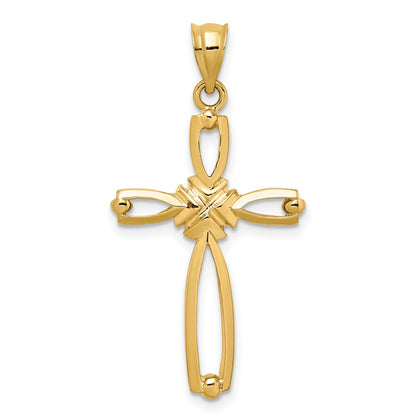 14k Yellow Gold Polished Cross Pendant