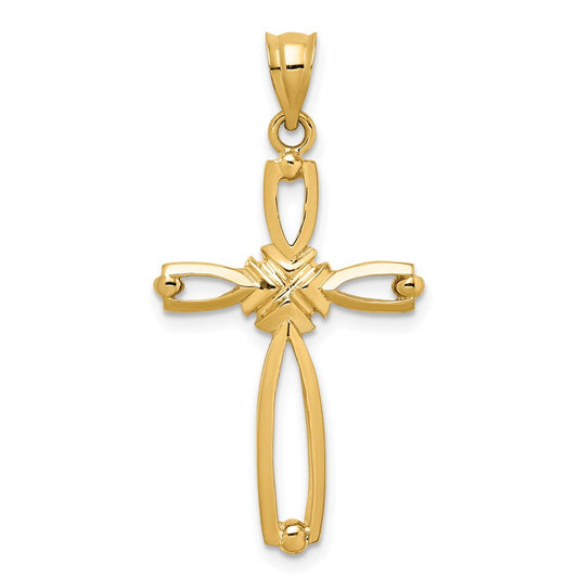 14k Yellow Gold Polished Cross Pendant