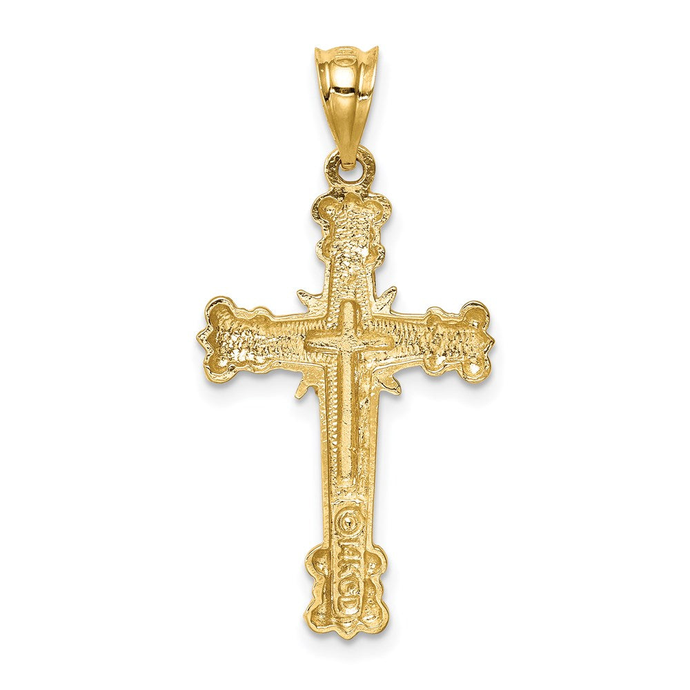 14k Yellow Gold Polished Fancy Cross Pendant