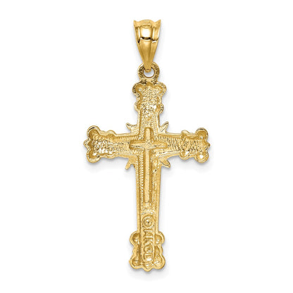 14k Yellow Gold Polished Fancy Cross Pendant
