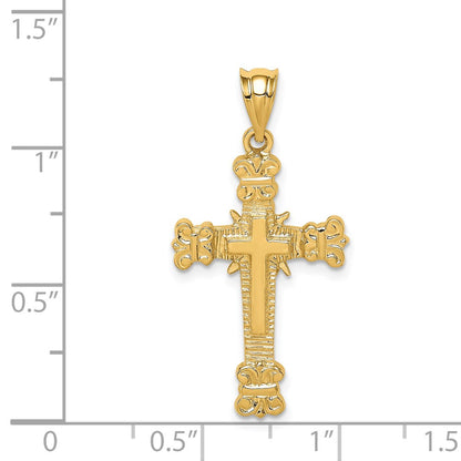14k Yellow Gold Polished Fancy Cross Pendant