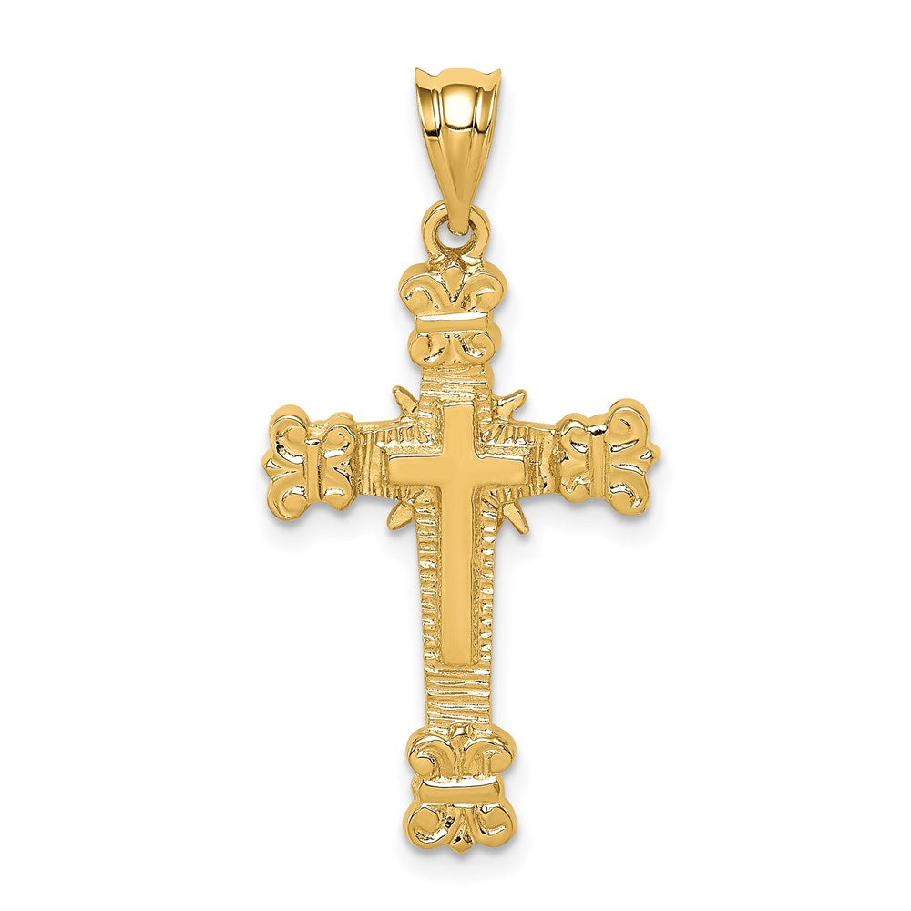 14k Yellow Gold Polished Fancy Cross Pendant