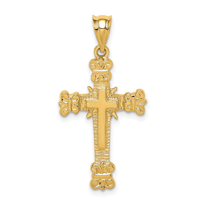 14k Yellow Gold Polished Fancy Cross Pendant