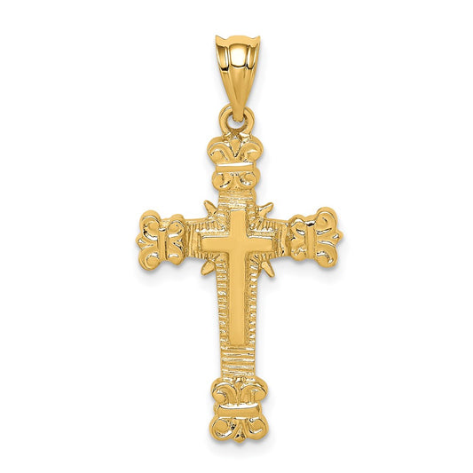 14k Yellow Gold Polished Fancy Cross Pendant
