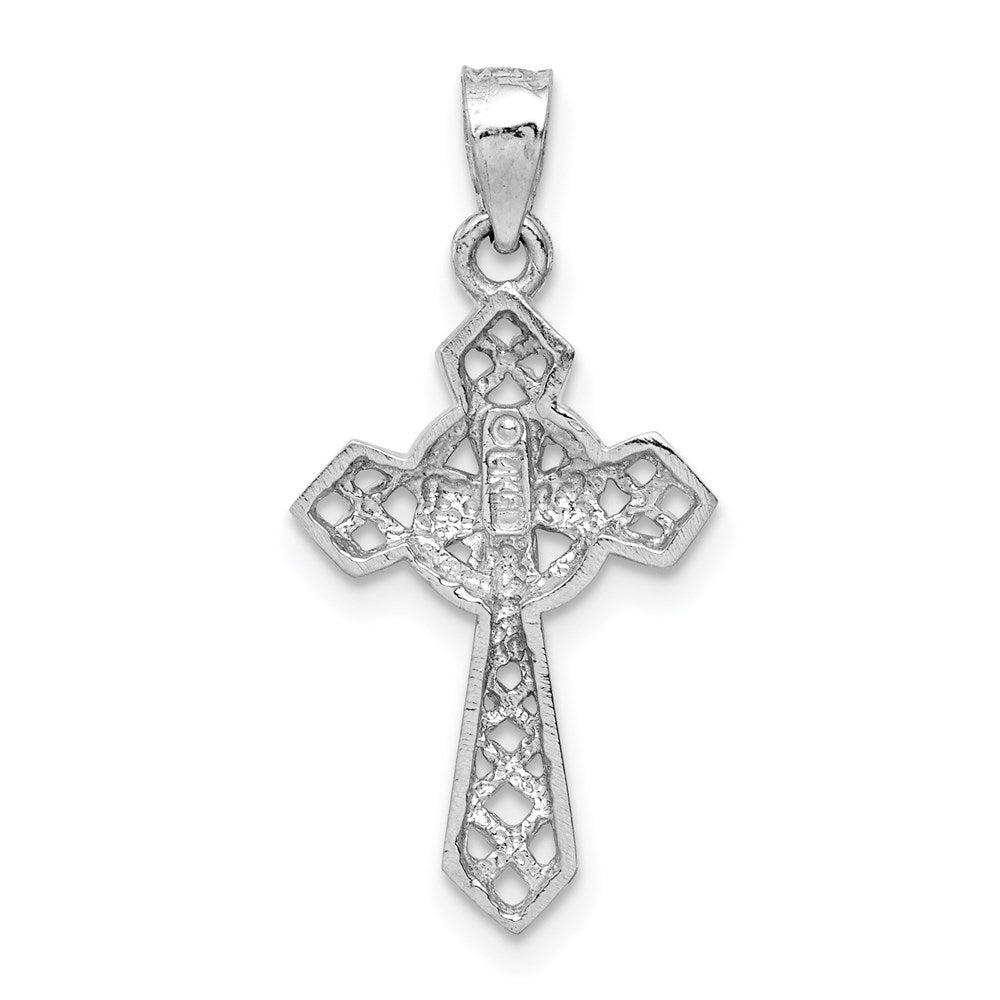 14k White Gold White Polished Cross Pendant