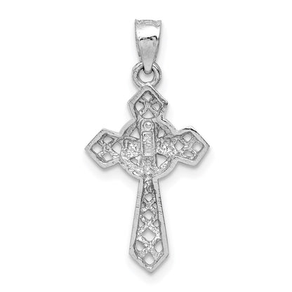14k White Gold White Polished Cross Pendant
