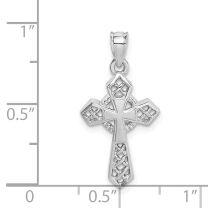14k White Gold White Polished Cross Pendant