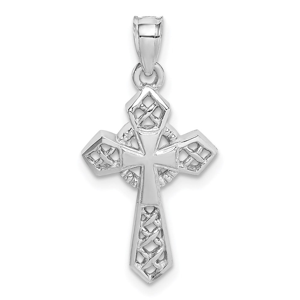 14k White Gold White Polished Cross Pendant