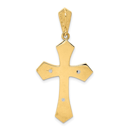 14k Two-tone Gold Polished & Brushed Crucifix Cross Pendant