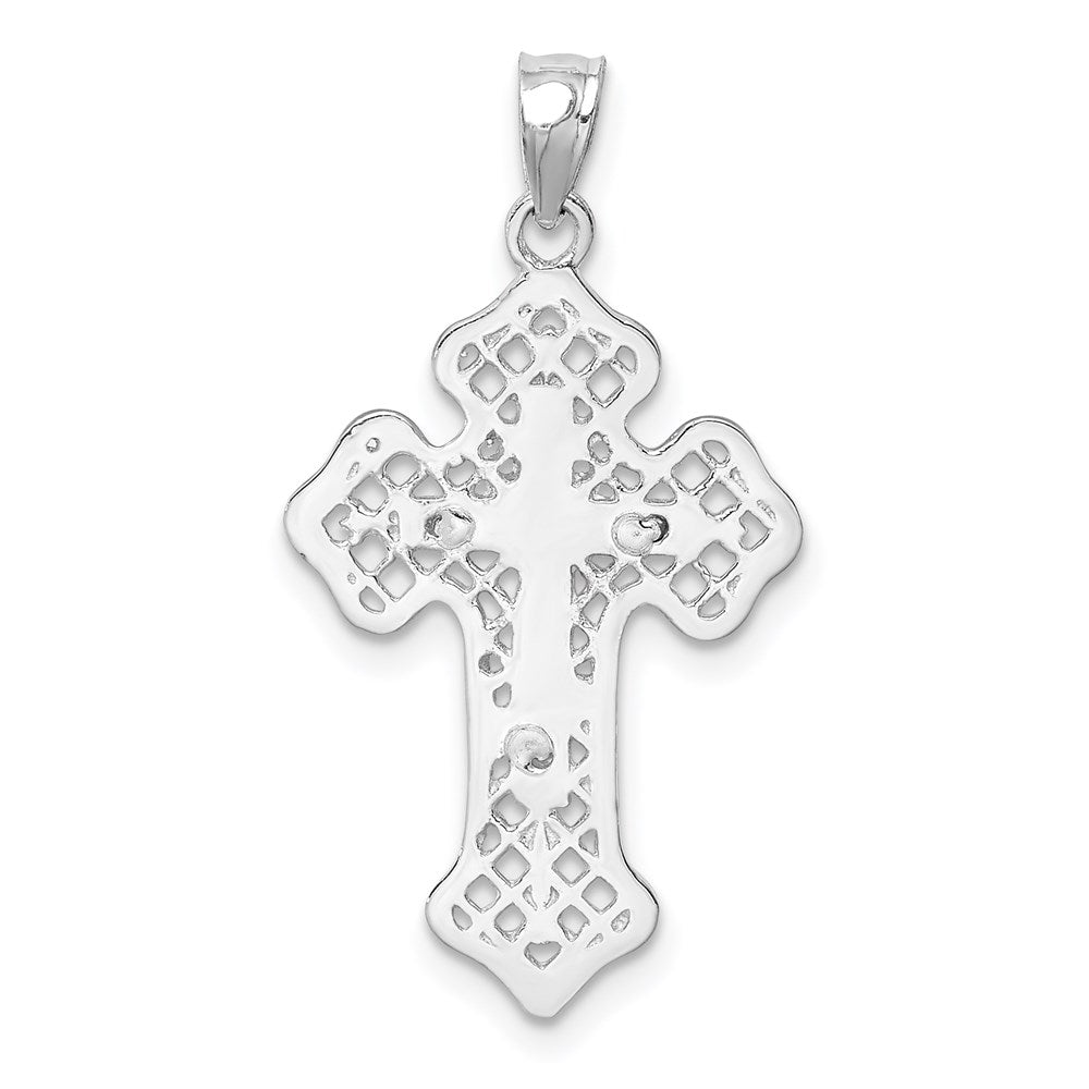 14k White Gold White Polished Crucifix Cross Pendant