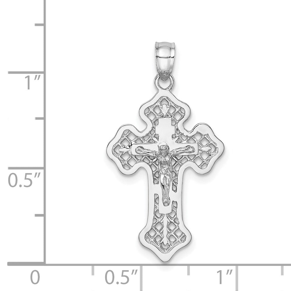 14k White Gold White Polished Crucifix Cross Pendant
