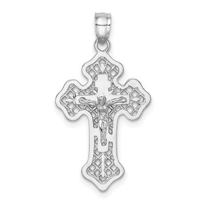14k White Gold White Polished Crucifix Cross Pendant