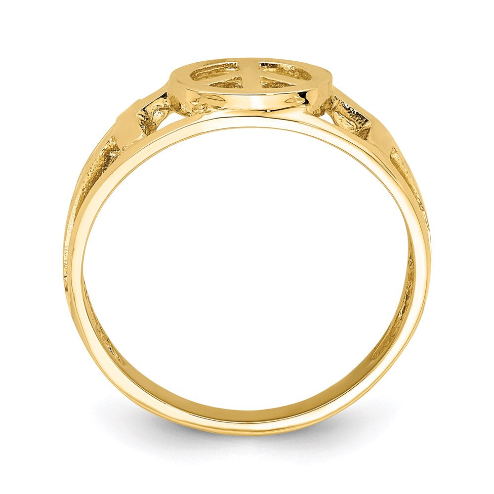 14k yellow gold polished peace and cross ring d4713