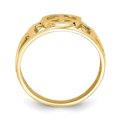 14k yellow gold polished peace and cross ring d4713