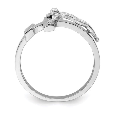14k white gold polished inri crucifix ring d4714