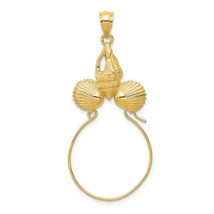 14k Yellow Gold Sea Shell Charm Holder