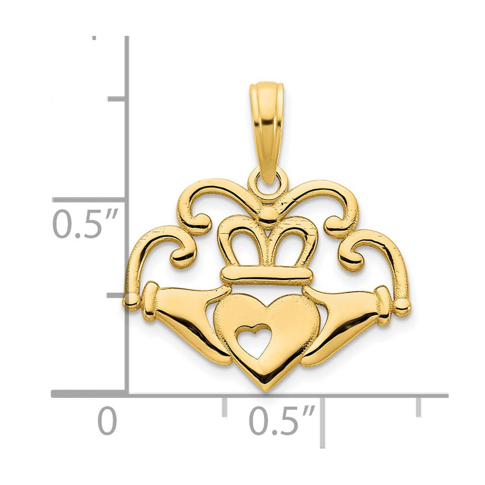 14k Yellow Gold Fancy Claddagh Pendant