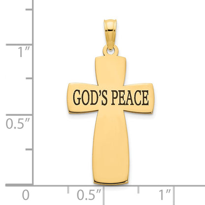 14k Yellow Gold Polished Epoxy GOD'S PEACE Cross Pendant