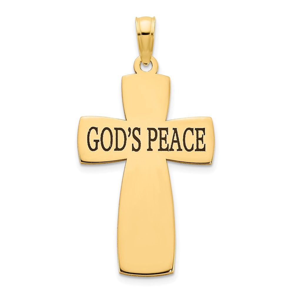 14k Yellow Gold Polished Epoxy GOD'S PEACE Cross Pendant