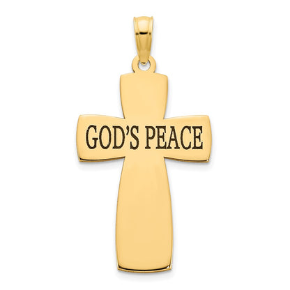 14k Yellow Gold Polished Epoxy GOD'S PEACE Cross Pendant