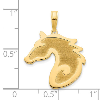 14k Yellow Gold Sandblasted Horse Head Charm