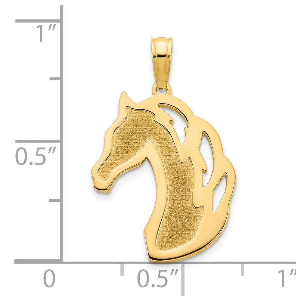 14k Yellow Gold Sandblasted Horse Head Charm