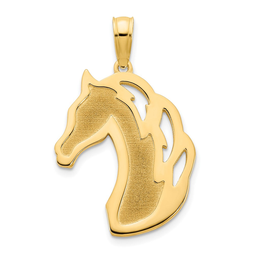 14k Yellow Gold Sandblasted Horse Head Charm