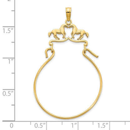 14k Yellow Gold Horse Charm Holder Pendant