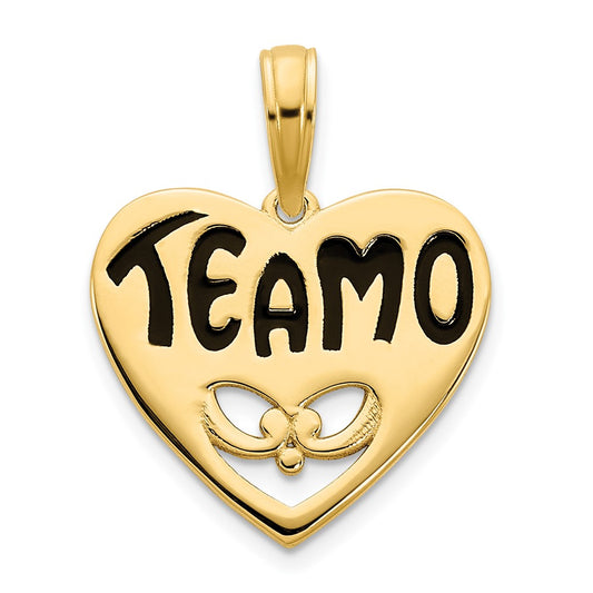 14k Yellow Goldy Epoxy Te amo Heart Charm