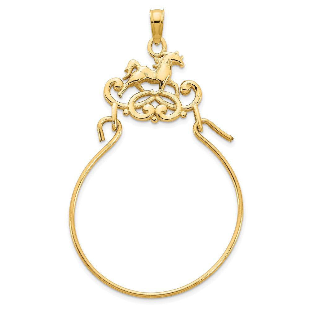 14k Yellow Gold Horse Charm Holder Pendant