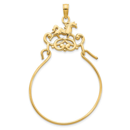 14k Yellow Gold Horse Charm Holder Pendant