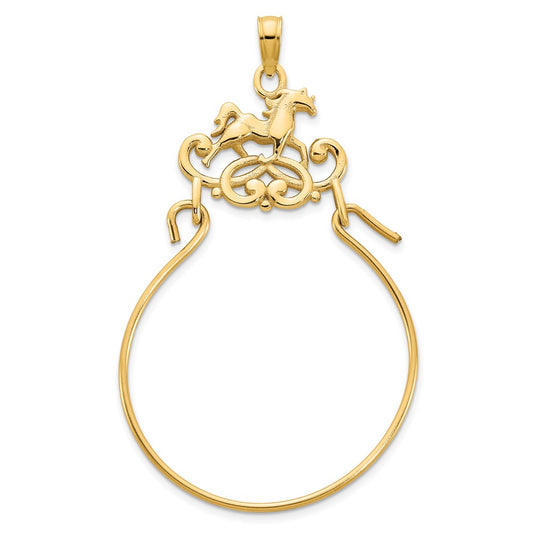 14k Yellow Gold Horse Charm Holder Pendant