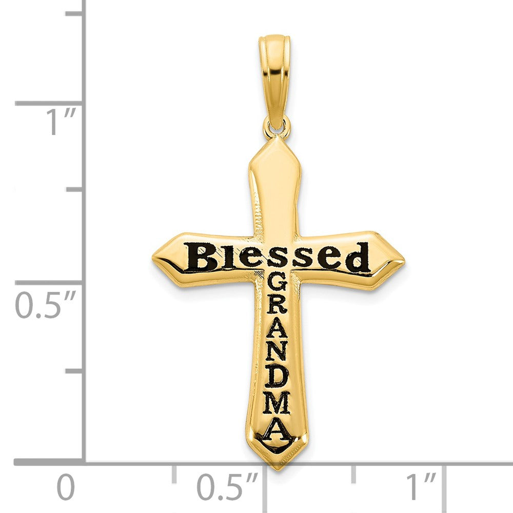 14k Yellow Gold w/ Epoxy Blessed Grandma Cross Pendant