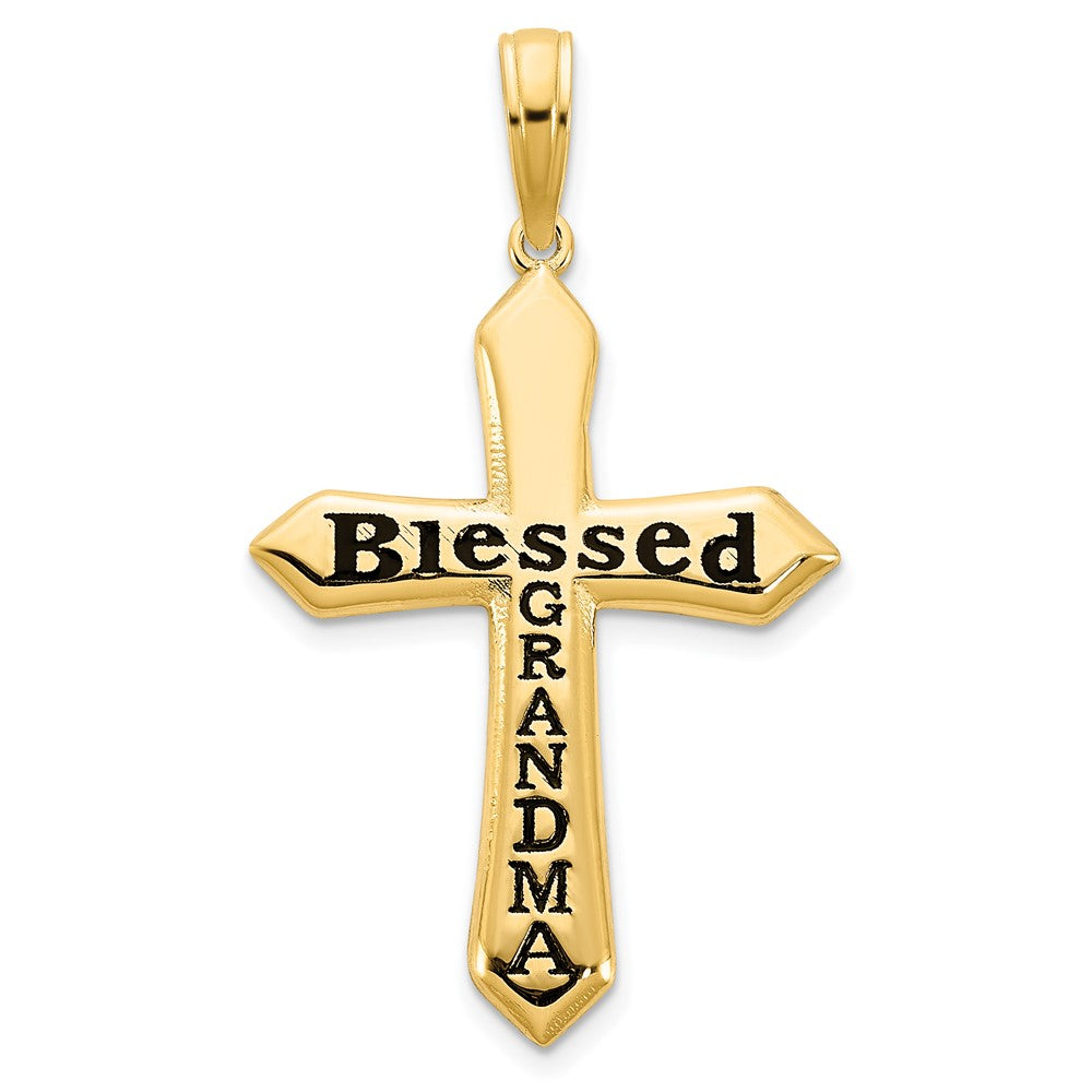 14k Yellow Gold w/ Epoxy Blessed Grandma Cross Pendant