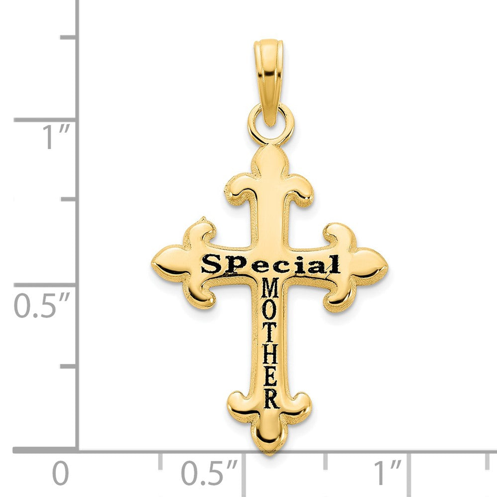 14k Yellow Gold Cross w/ Epoxy SPECIAL MOTHER Pendant