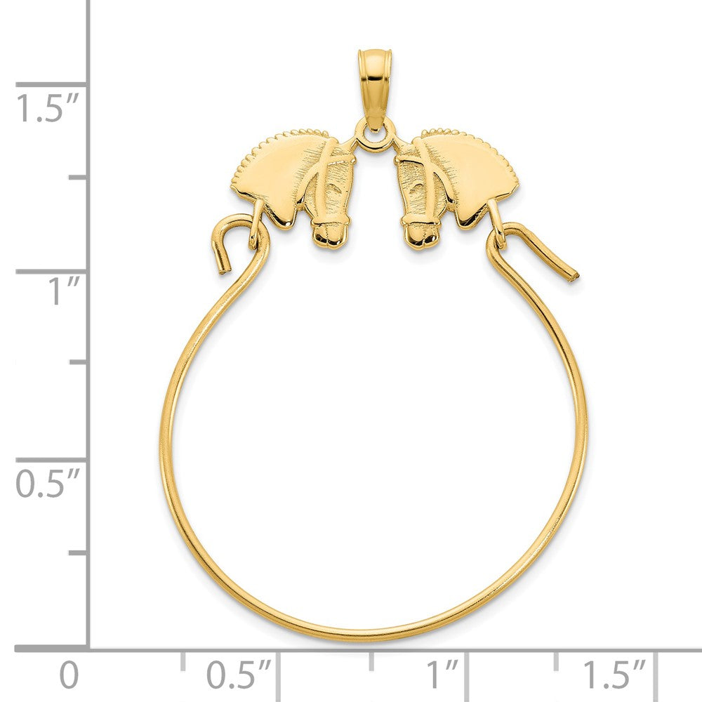 14k Yellow Gold Horse Head Charm Holder Pendant