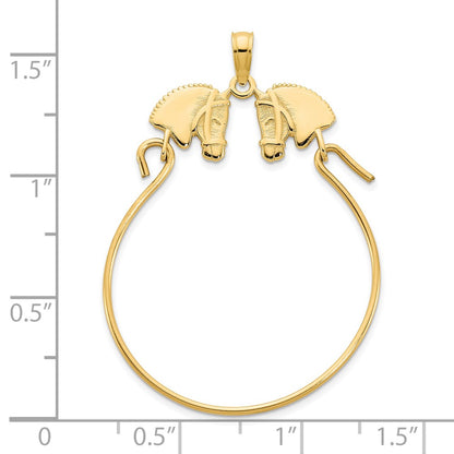 14k Yellow Gold Horse Head Charm Holder Pendant