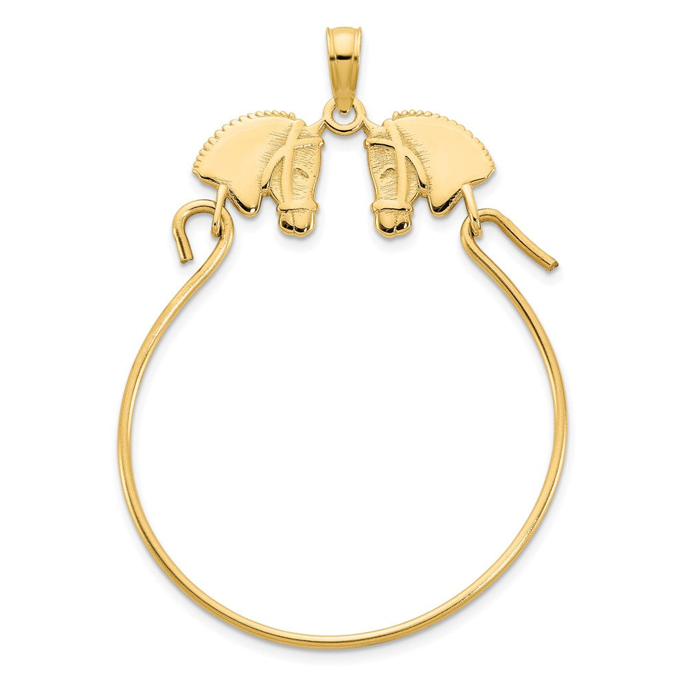 14k Yellow Gold Horse Head Charm Holder Pendant