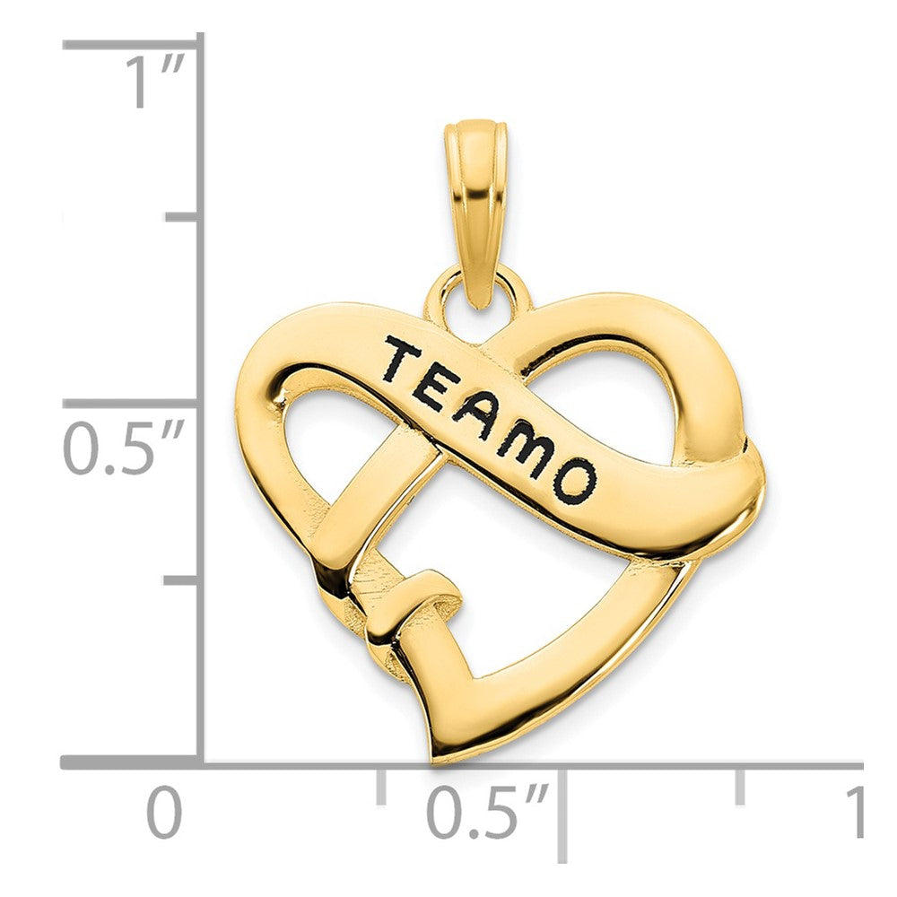 14k Yellow Goldy Epoxy Te Amo Heart  Charm
