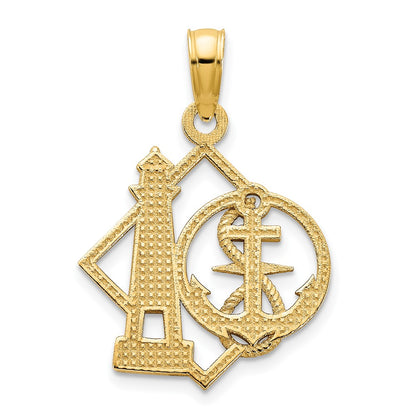 14k Yellow Goldy Lighthouse and Anchor Charm