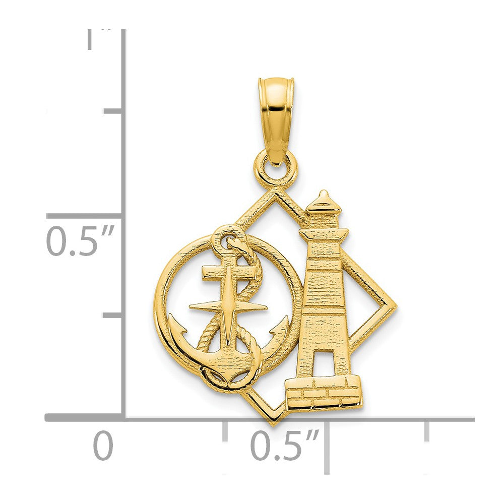 14k Yellow Goldy Lighthouse and Anchor Charm